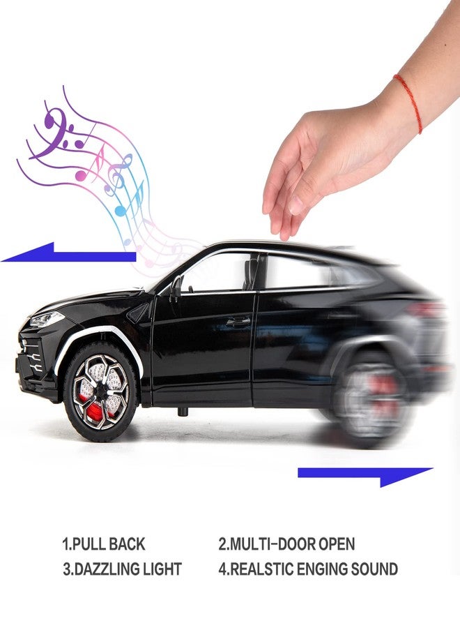 BDTCTK Compatible for 1:24 Lamborghini Urus Car Model, Diecast Pull Back Car Toy car, Doors Open, Light and Sound, Boys Toys Kids Adults Gifts Black - Image 3